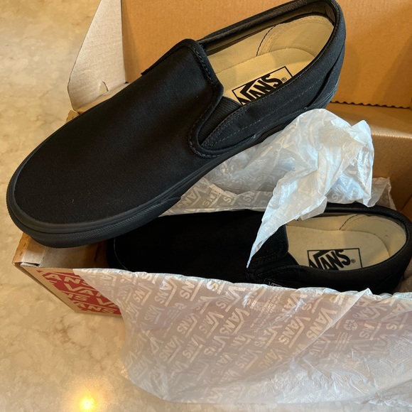 Vans Shoes - Black Van slip ons.  Unisex. Womens size 8